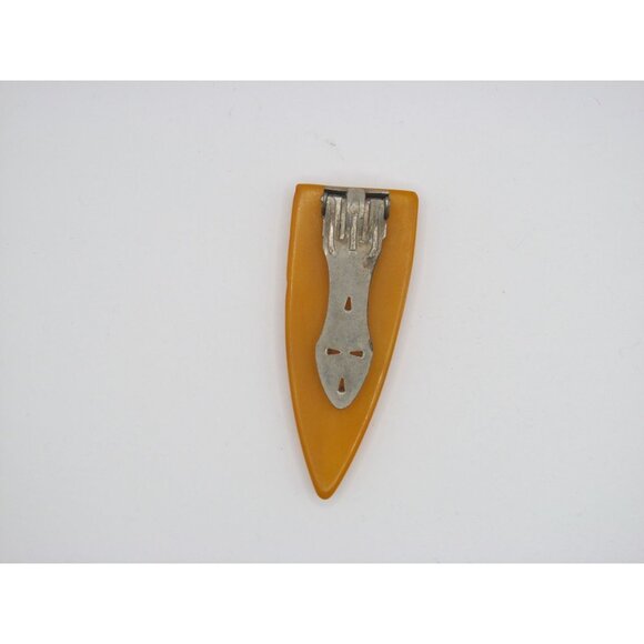 Vintage Carved Butterscotch Bakelite Arrow Dress Clip - Picture 6 of 12